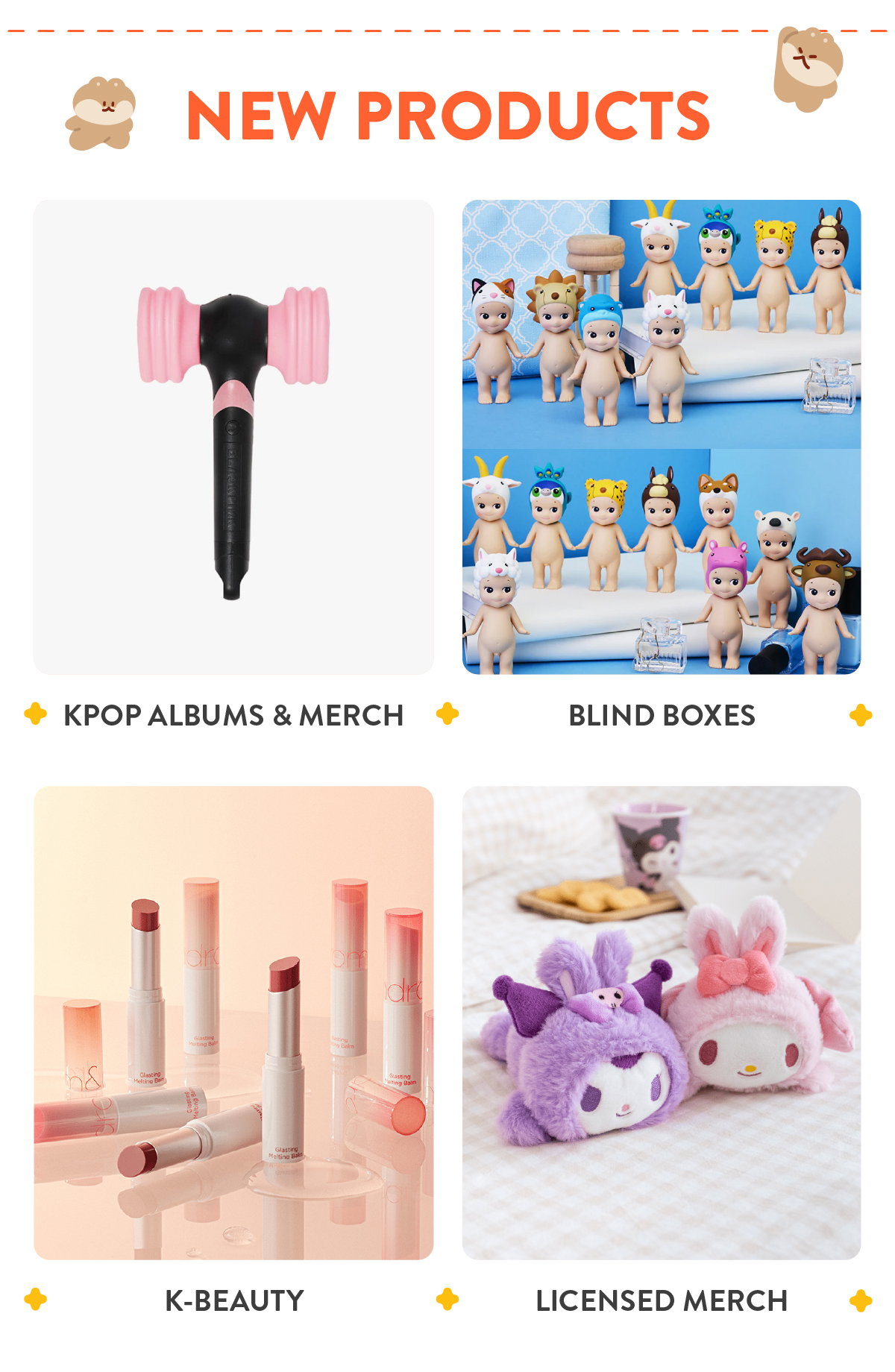 NEW PRODUCTS: K-pop Albums & Merch, Blind Box Station, K-beauty