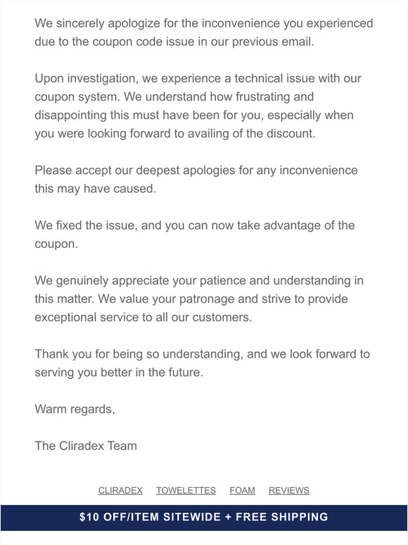 Apologies: It is our mistake!