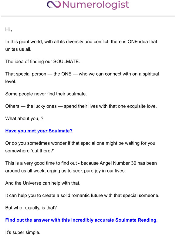 ’s Soulmate Reading inside…