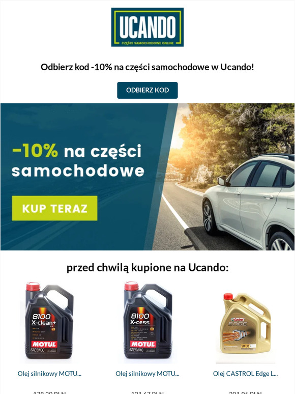 🚗 -10% na części samochodowe w Ucando