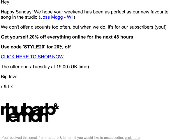 20% off everything | For subscribers only