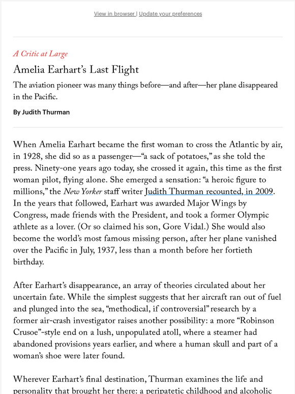 The New Yorker: Amelia Earhart’s Last Flight | Milled