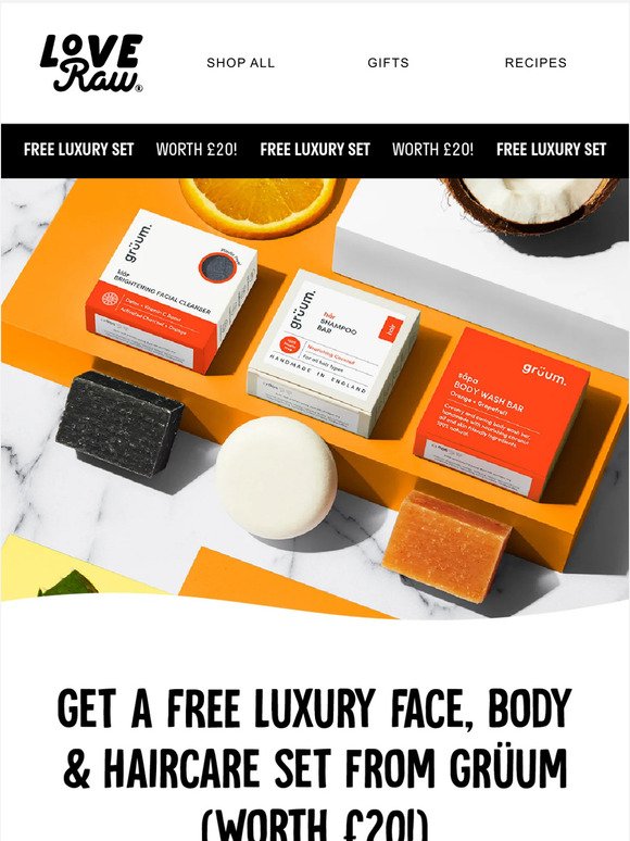 Get a FREE Luxury Face, Body & Haircare Set from grüum (worth £20)✨