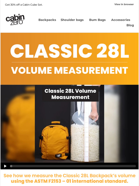 CabinZero Bags and Luggage See How We Measure Our Bag Volumes! 👀 Milled