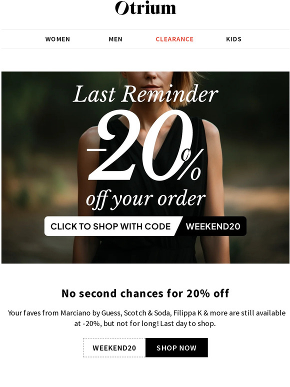Ending: 20% off your order