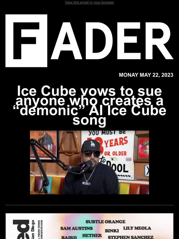 Ice Cube vows to sue anyone who creates a “demonic” AI Ice Cube song and more