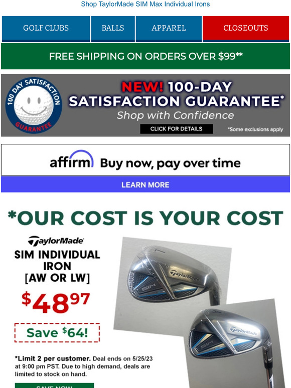 Save $64 on TaylorMade SIM Max Individual Irons, Now Just $48.97 each