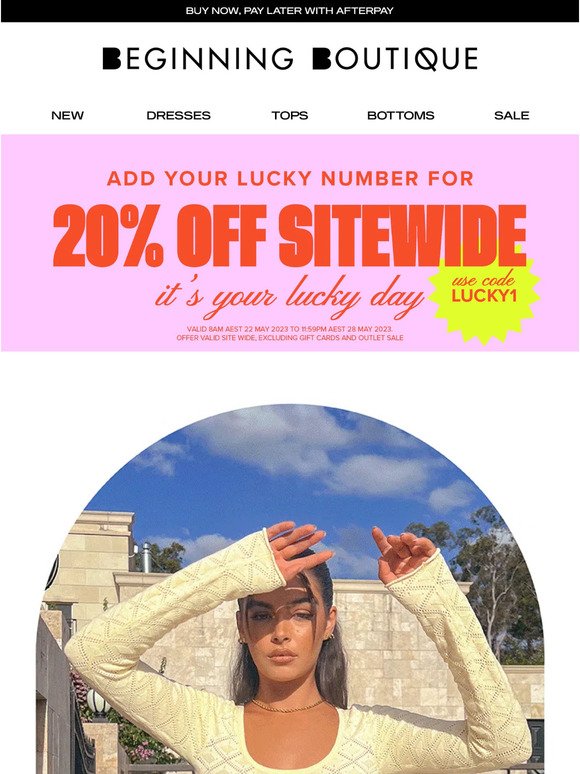 20% OFF SITEWIDE INSIDE ✨