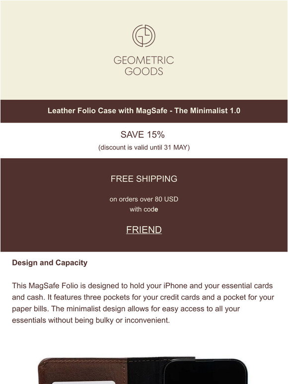 iPhone 15 series Leather Folio Case Wallet with MagSafe - The Minimalist  3.0 – Geometric Goods