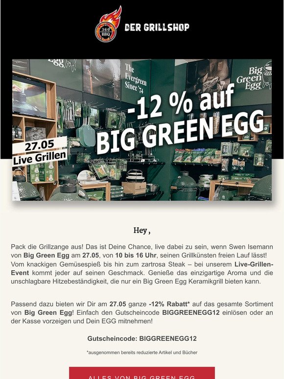 -12% auf Big Green Egg am 27.05!