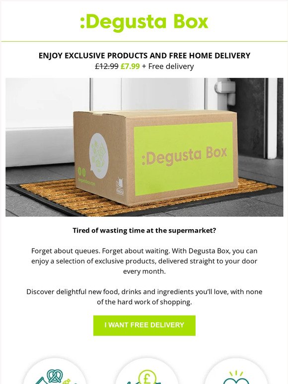 Forget queuing – get free home delivery with Degusta Box!