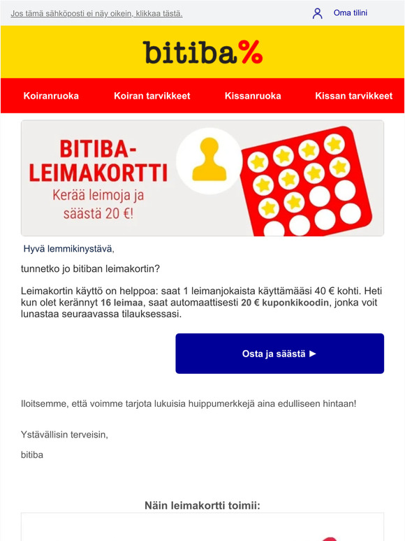 Hanki 20 € lahjakortti ostoksistasi!