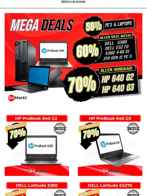 ⏳Vandaag 70% korting op HP 640 G2/G3 laptop!