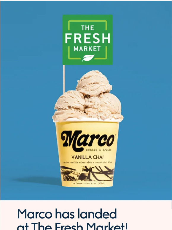 Marco Ice Cream has arrived at The Fresh Market