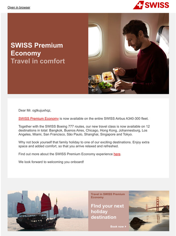 SWISS Premium Economy - Travel in comfort