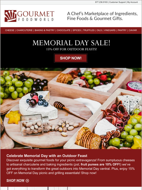 Memorial Day Special: Save 15% on Baking, Cheese, Charcuterie & Grilling Essentials!