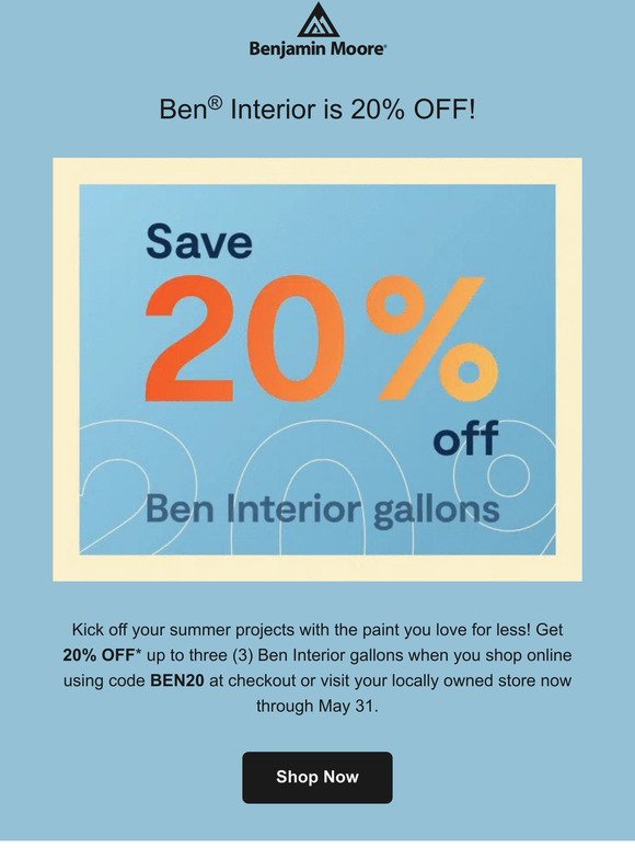 Limited Time Only: 20% OFF Ben® Interior