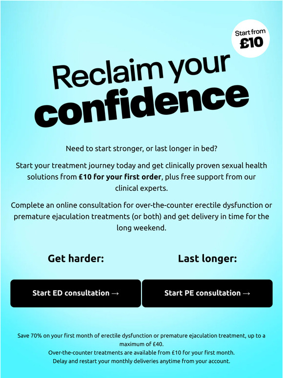 Start treating ED or PE from £10