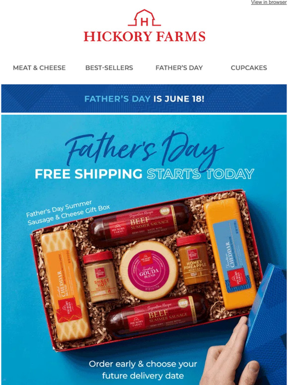 Hickory Farms Free shipping for Father’s Day starts today! Milled