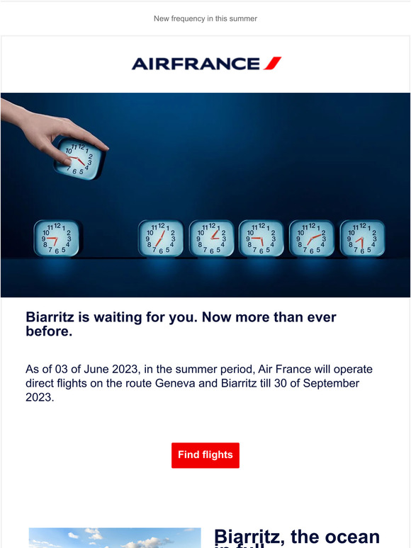 Air France resumes its seasonal flights between Geneva and Biarritz.