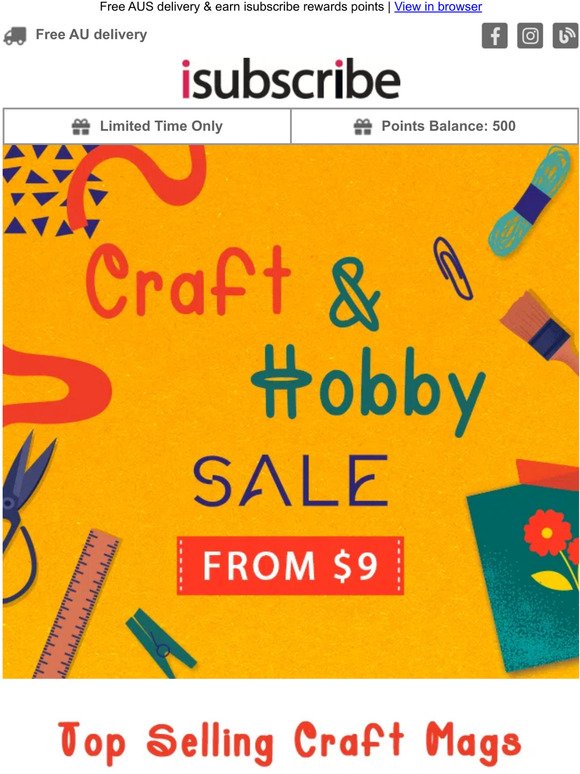Craft & Hobby Sale, from $9