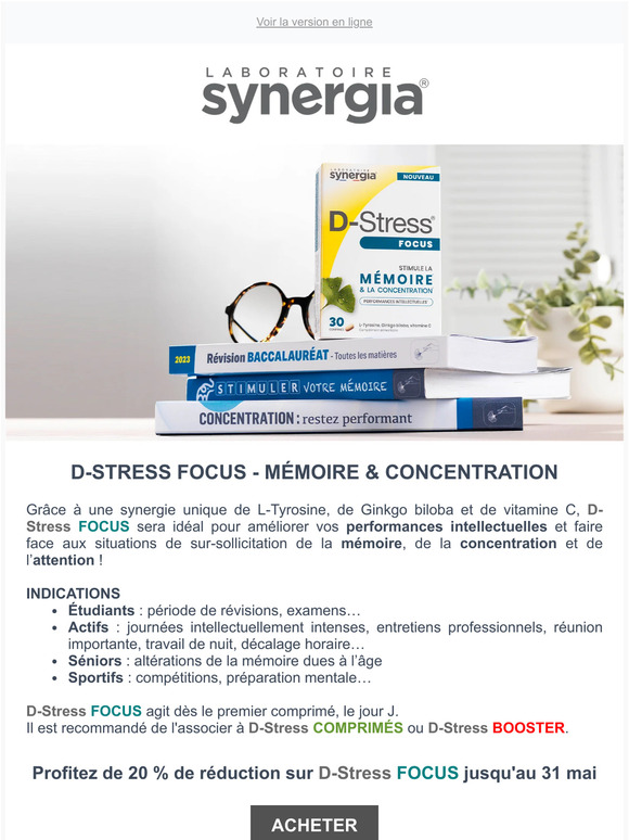 SPÉCIAL EXAMENS 🎁 20 % de réduction sur D-Stress FOCUS !