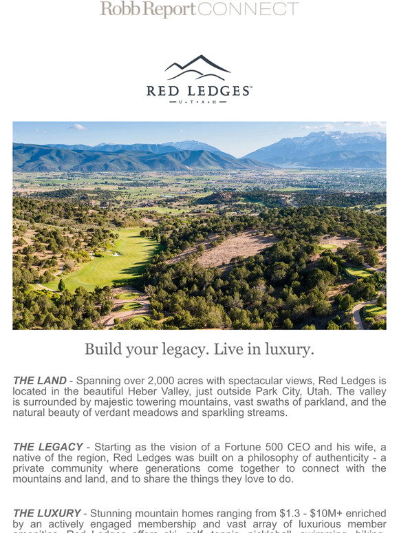 Robb Report: Discover Red Ledges – the Land, the Legacy, the Luxury ...