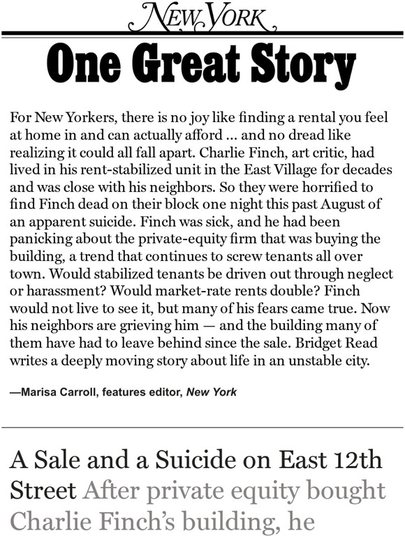 ‘A Sale and a Suicide on East 12th Street,’ by Bridget Read