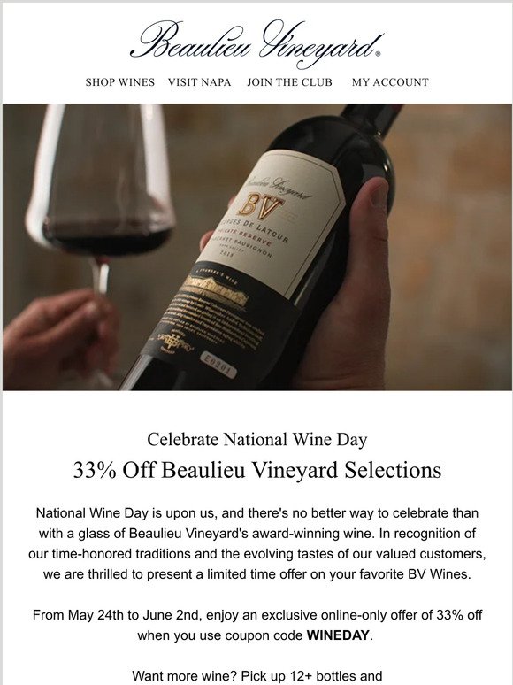 Celebrate National Wine Day with 33% Off Beaulieu Vineyard Selections!