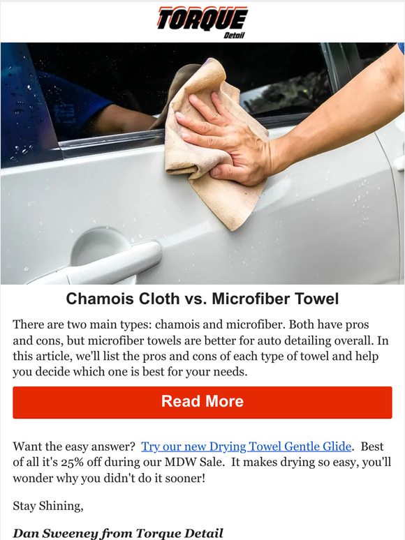 Torque Detail Chamois Cloth vs. Microfiber Towel Which Dries The