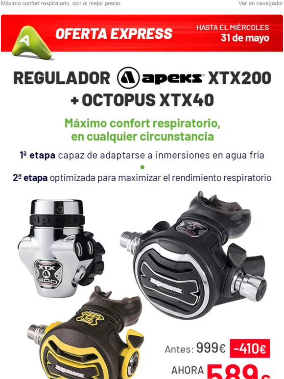 Ahorra 410 euros: Regulador + Octopus Apeks