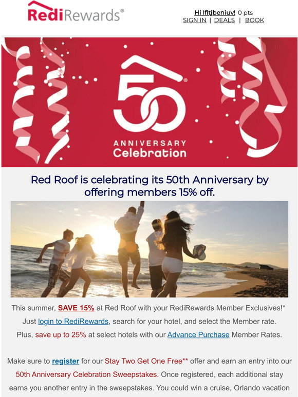 Red Roof: -your new benefits as a RediRewards Member awaits | Milled