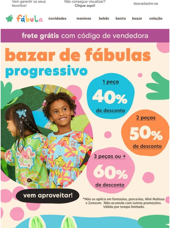 Até 60% de desconto pra você 🤩