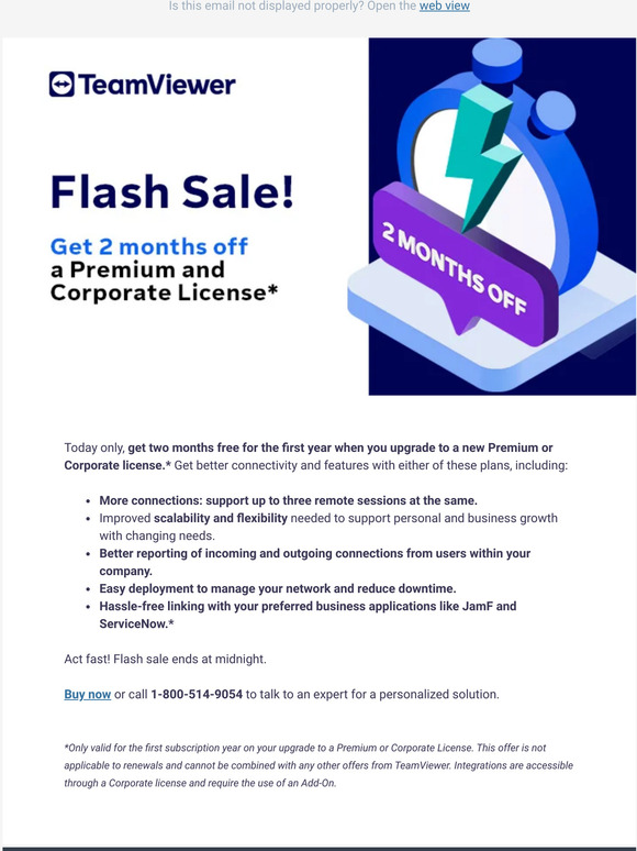 Get 2 months off select TeamViewer licenses to unlock more features! 