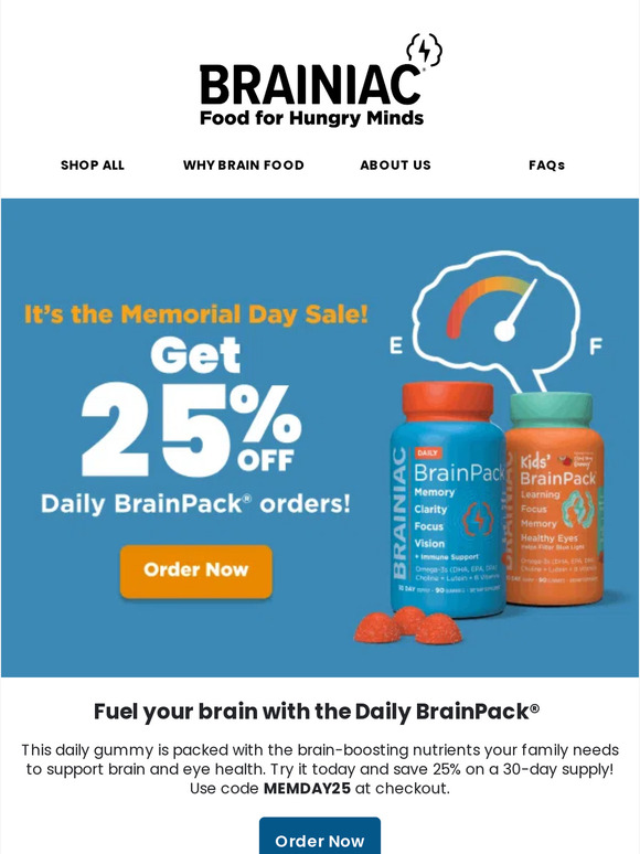 25% off BrainPack Daily | Memorial Day Exclusive 🇺🇸