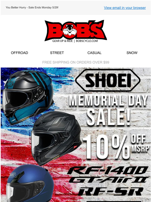 Shoei Helmets Memorial Day Sale 🇺🇸