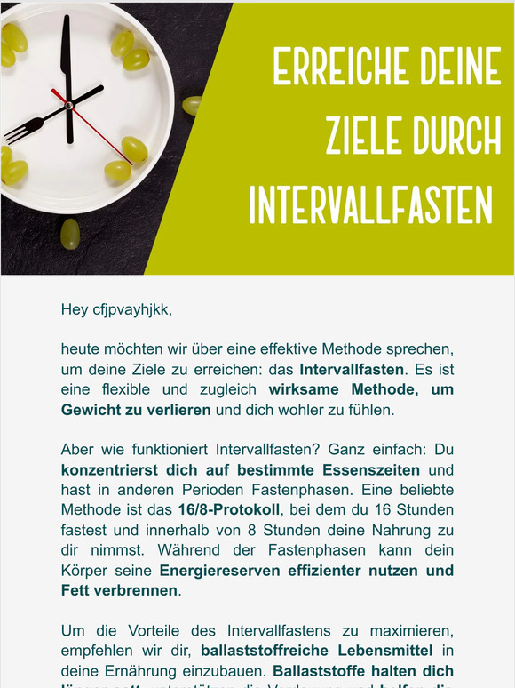Intervallfasten leicht gemacht - Erreiche deine Ziele mit ballaststoffreichen Lebensmitteln!