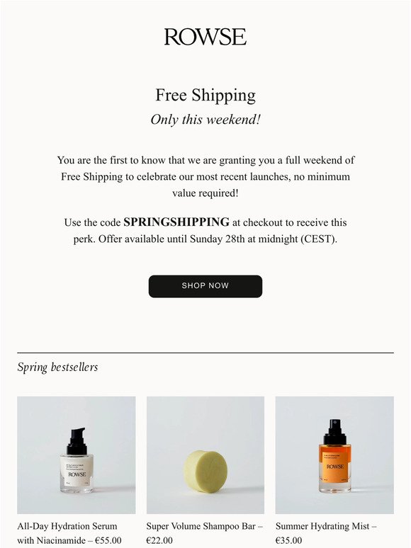 FREE SHIPPING! Starting now
