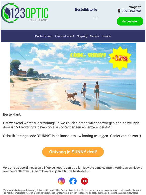 Goededag,  🌞! Hier is 15% korting om nog meer van de zonnige dagen te genieten!