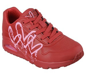 Women's Skechers X JGoldcrown: Uno - Dripping In Love in Red