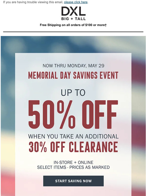 DXL Big + Tall Email Newsletters Shop Sales, Discounts, and Coupon Codes