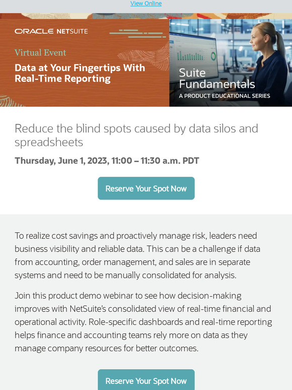NetSuite: Virtual Event: Data With Real-Time Reporting | Milled