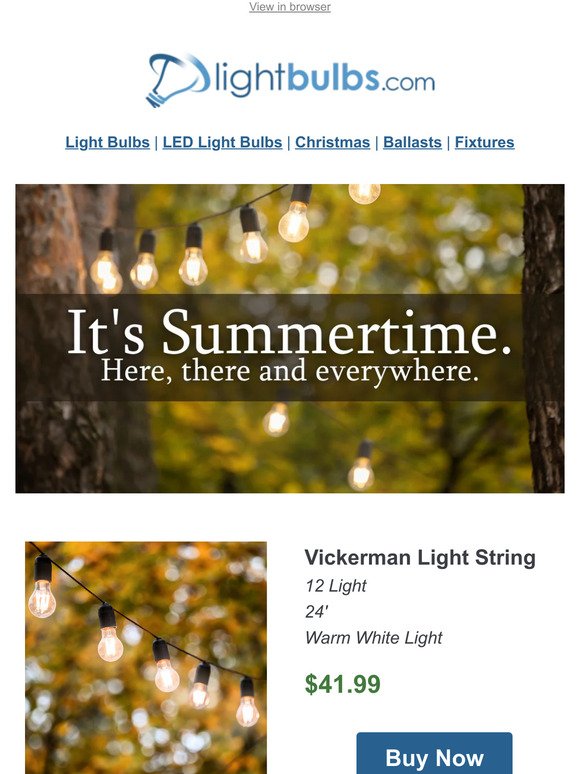 String lights, fairy lights, and more!  Check out these designer bulbs to celebrate summertime!