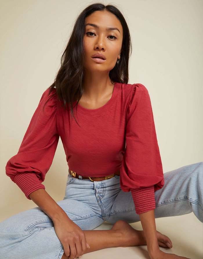Loren Smocked Peasant Tee | NATION LTD