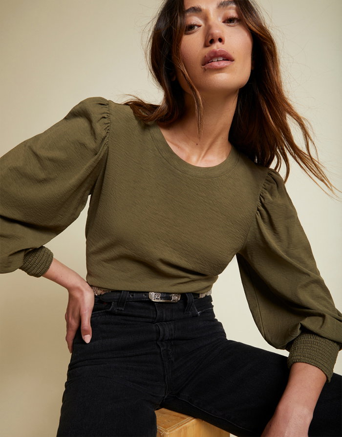 Loren Smocked Peasant Tee | NATION LTD