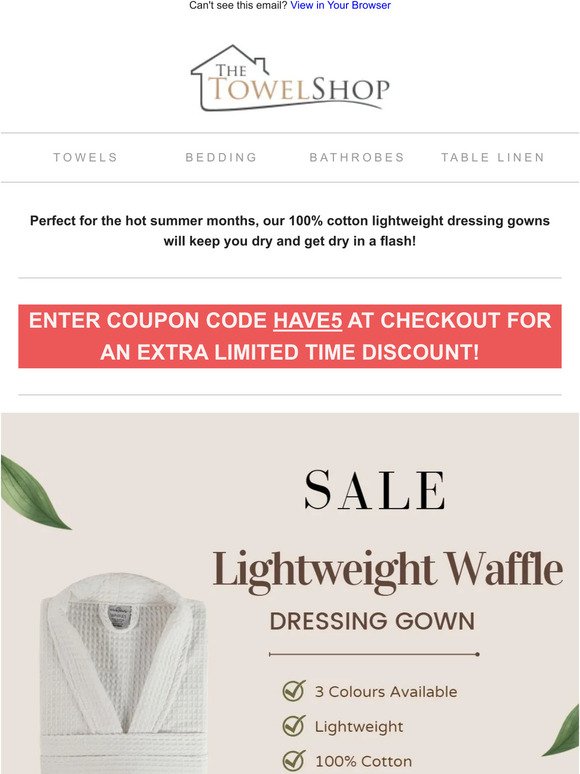 🚨Lightweight Cotton Waffle Dressing Gown - Sale ❗🚨