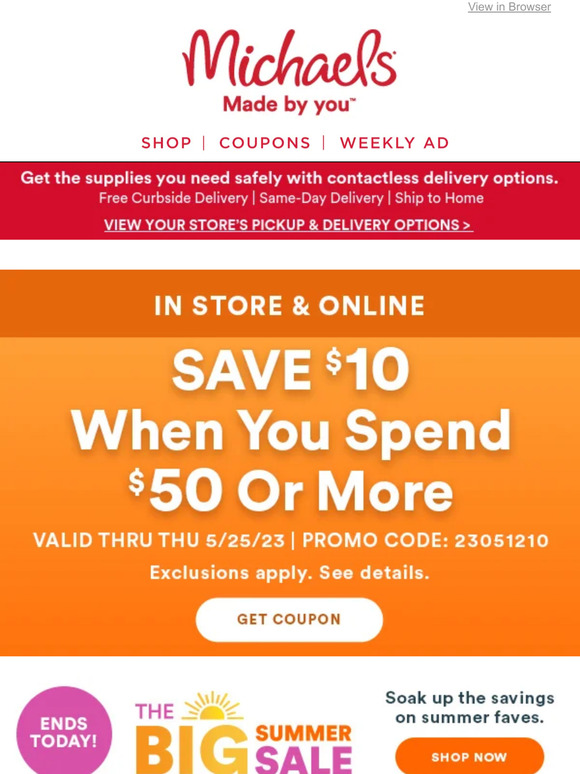 Michaels Printable Coupons 2023 for Use Online and In Store