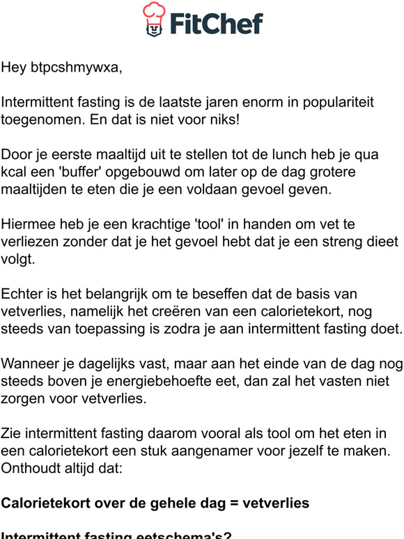 Intermittent fasting schema's voor vetverlies?