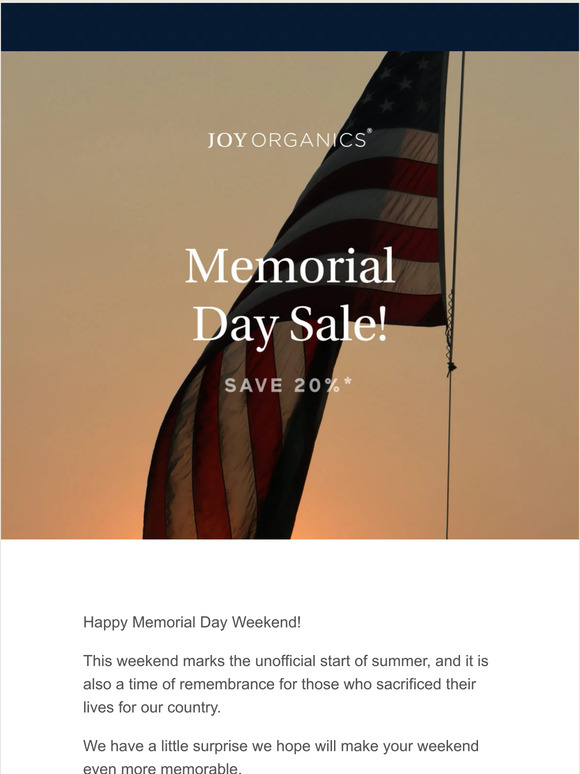 Memorial Day - 20% Off!