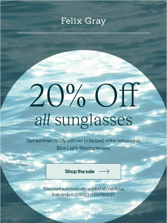 Sunglasses: 20% Off